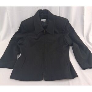Sag Harbor Petite Black Wool Blend Zip Front Jacket Women's Size 8 P